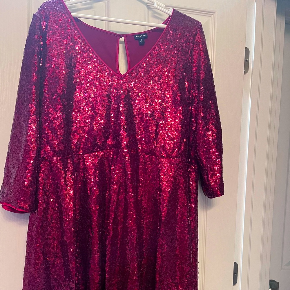 Torrid Sparkling Red Long Sleeve Dress